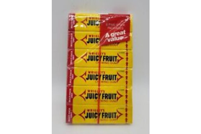 Vintage Wrigley’s JUICY FRUIT Gum 6 Packs 5 Ct. SEALED candy RARE