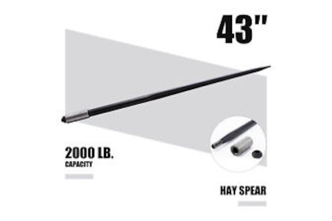 43in. Hay Bale Spike 2000lb Capacity Quick Attach for Truck Tractor Loader More