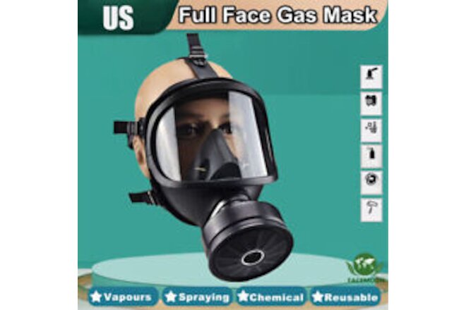 Large Gas Mask Full Face Paint Spray Chemical Respirator Activated Carbon Filter