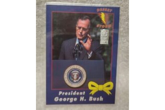 Custom 1991 Pres "George H Bush" .999 Pure 1 Grain Silver Bar Card Desert Storm