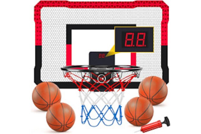 Basketball Hoop Indoor,Mini Basketball Wall-Mounted Hoop with Electronic Scorebo