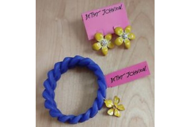 Betsey Johnson  Mixed Lot Blue Bracelet Yellow Earrings MSRP $68 NWT