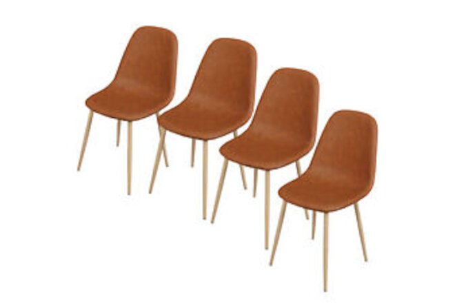 Dining Chairs Set of 4 PU Faux Leather Seat Back Ergonomic Design Home Furniture
