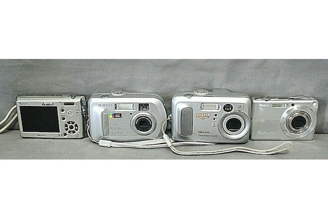 CAMERAS lot of 4 Sony Cyber Shot-Casio Exilim-Kodak Easyshare CX7300-Kodak CX633