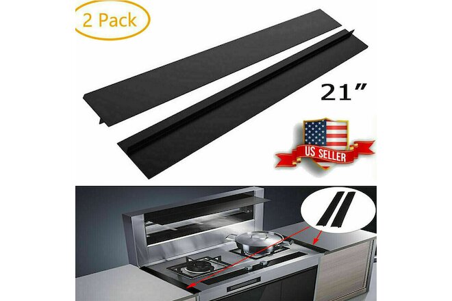 2Pcs Kitchen Silicone Stove Counter Gap Cover Oven Guard Spill Seal Slit Filler