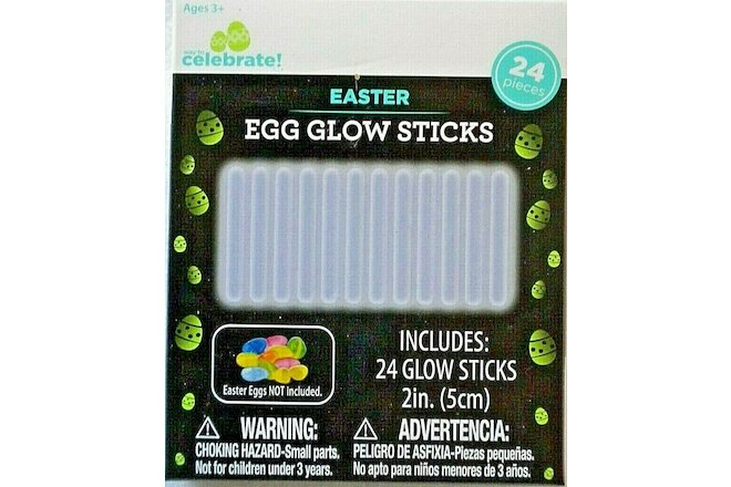 24 Easter Glow Stick 2" Glow in Dark Sticks, Non Toxic, White, NEW USA Seller