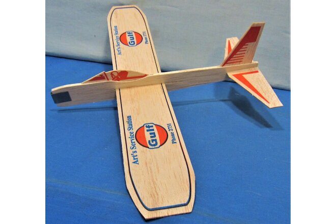 Gulf Gas Station Promo ~ 2 Balsa Wood Glider Airplanes