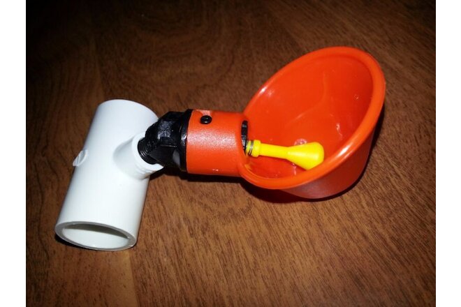 2 Automatic Poultry or Game Bird Water Cups with 1/2" PVC Tee
