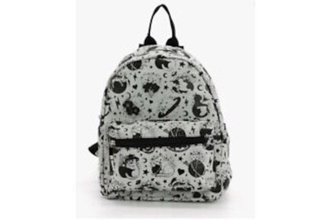 New Celestial Black & White Cat Kitten Mini Backpack Star Moon Womens Bag Purse