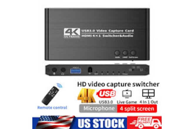 4K@60hz Video Audio Capture Card HDMI To USB 3.0 HD 1080P Gaming/Live Streaming