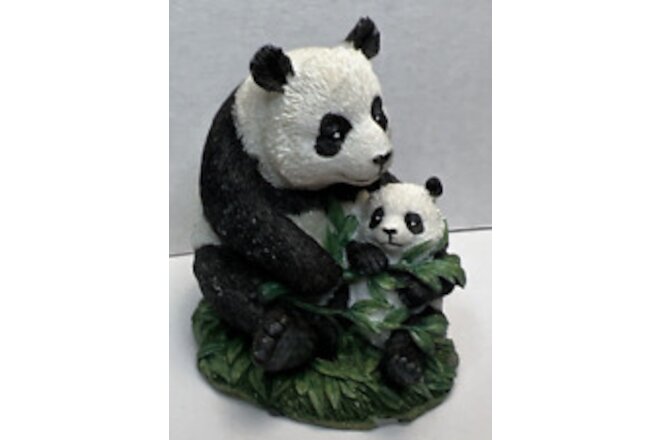 Mom and Baby Panda Bear Heavy Resin Figure 4"