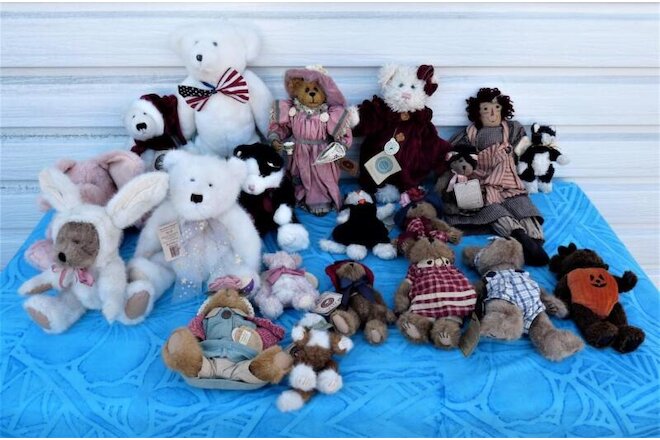 Large Lot Of Plush Boyds Bears Retired & Vintage Teddy Bears & Crumpleton Figure