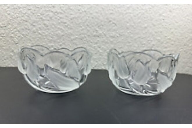 Vintage Mikasa Tivoli Tulips 2 Crystal Bowl Footed Clear Frosted Bowl 3D Glass