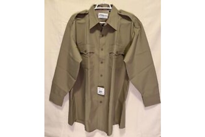 Flying Cross 38W7804Z Tan Law Enforcement Long Sleeve Zip up Polyester Shirt - L