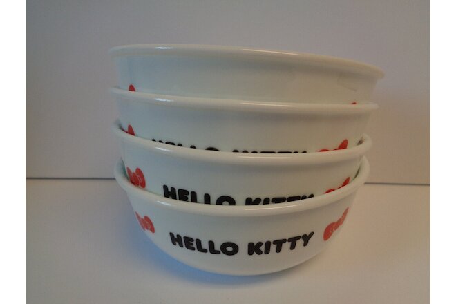 4 Corelle Hello Kitty Cereal Bowls Sanrio 5-5/8" Diameter 16-oz New Made in USA