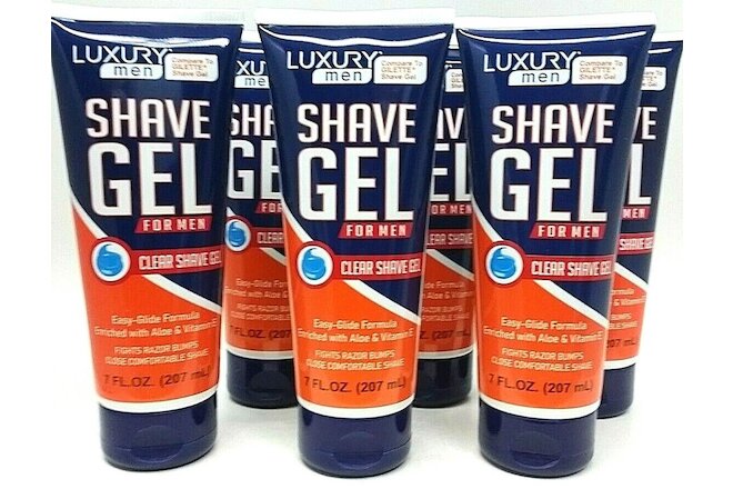 (6 Tubes) Clear Shaving Shave GEL MEN w/ ALOE & VITAMIN E 7 oz Each SEALED