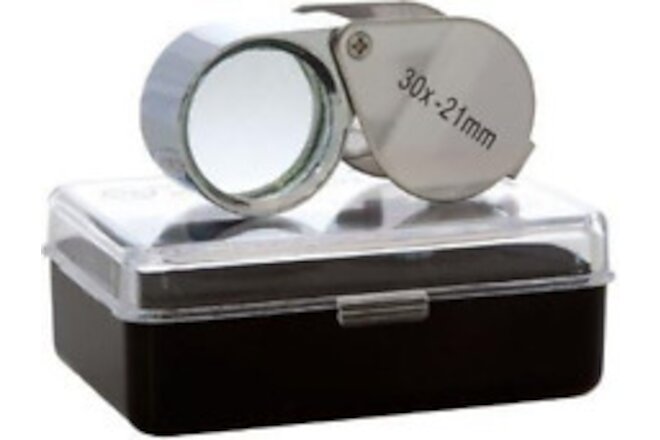 30X-21Mm Glass Lens Jeweler Loupe Magnifier Doublet, Chrome Plated, round Body