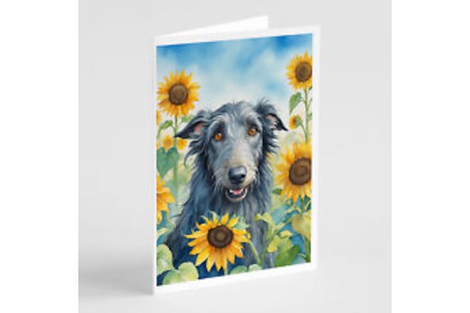 Scottish Deerhound in Sunflowers Cards Envelopes Pack of 8 DAC6157GCA7P