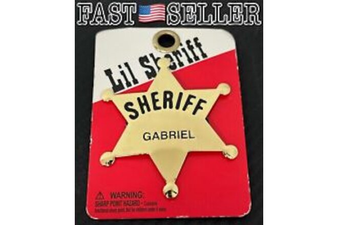 Swibco Vintage Brass Lil Sheriff Star Badge Engraved “Gabriel" - NEW! FAST!