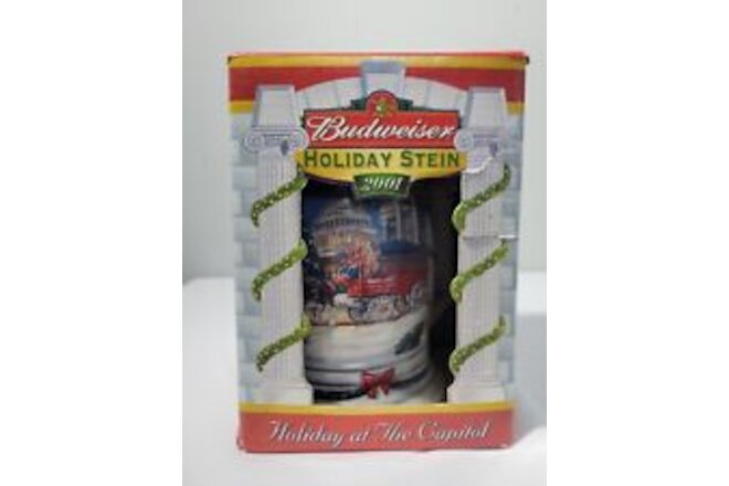 2001 Anheuser Busch Budweiser Holiday Beer Stein Mug Holiday At The Capitol