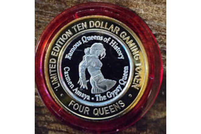 2011 FOUR QUEENS $10 RED Cap .999 Silver Strike Queen of History Carmen Amaya