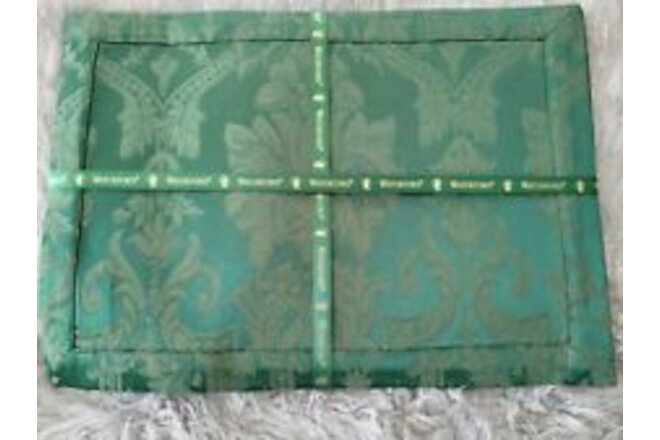 NEW Lot Of 4 Waterford Scroll Vintage Emerald Green Cloth Placemats 18" x 12.5"