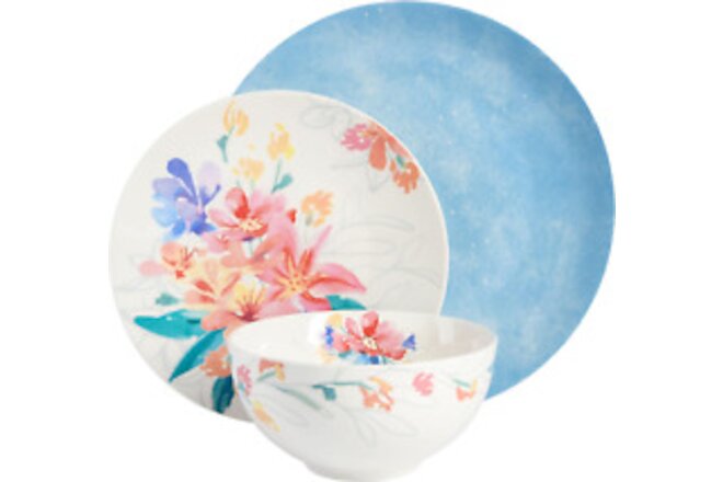 Spice by Tia Mowry Goji Blossom Decorated Porcelain Chip and Scratch Resistant