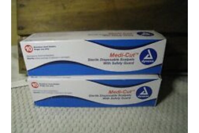 2x Dynarex Medi-Cut Sterile Disposable Scalpels  w/ Safety Guard 10 count x2 NEW