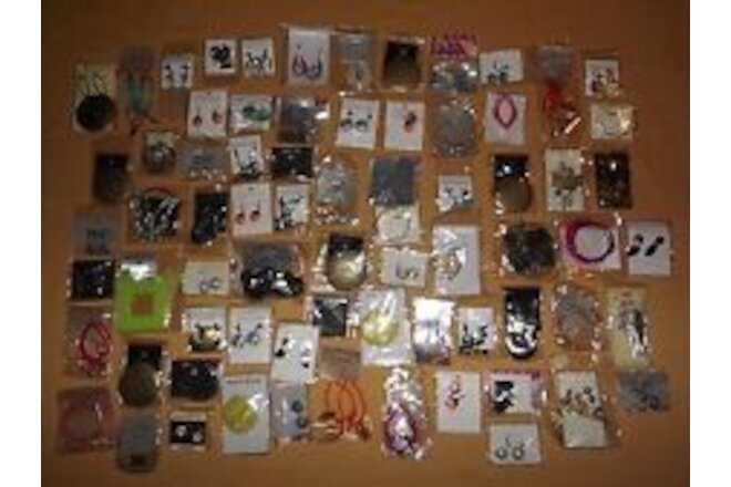 COSTUME FASHION JEWELY LOT 72 PR PAIRS OF EARRINGS NEW