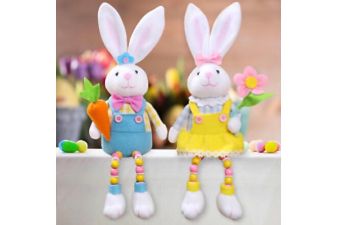 2Pcs Easter Gnomes Decorations,Easter Bunny Gnomes Plush for the Home,Rabbit