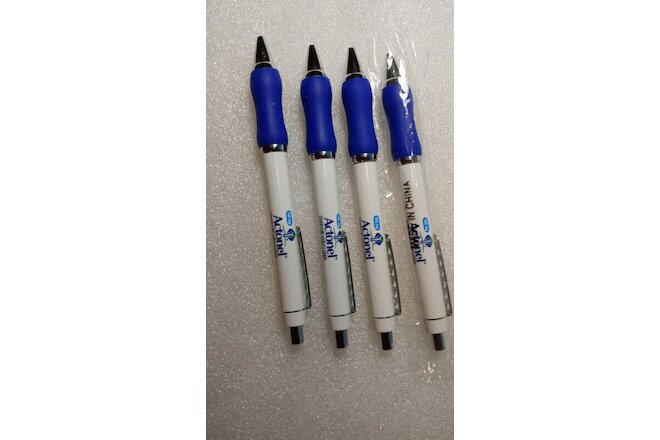 Lot of 4 Actonel Drug Rep Soft Blue Section White Chrome Ballpoint Pens 1 NOS