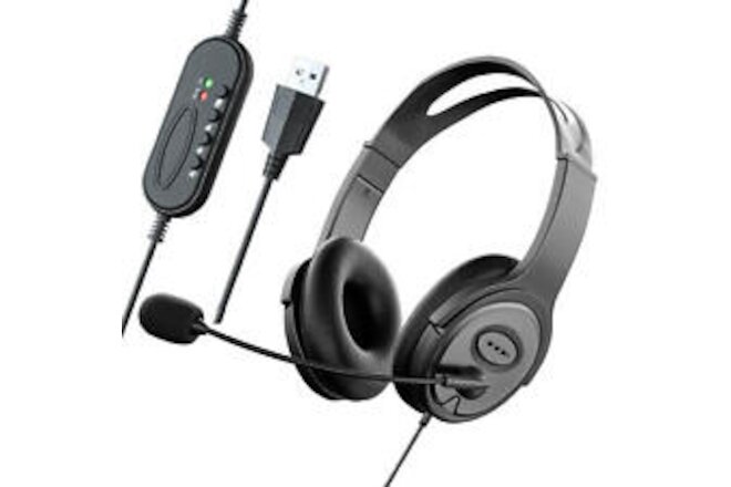 Call Center Headset Stereo Headphones with Noise Cancelling Microphone