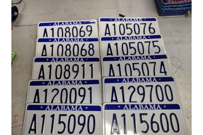 Alabama Lot of 10 Expired 2018 License Plate Auto Tags A115090