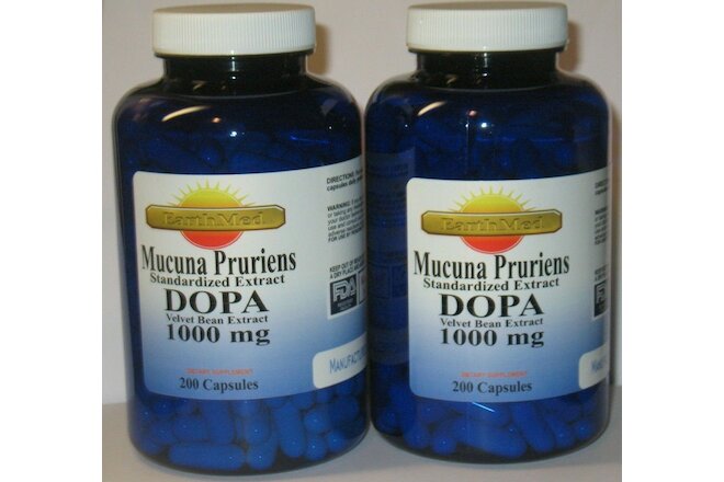 DOPA  Mucuna Pruriens 1000mg Standarized 400 Capsules (Velvet Bean)
