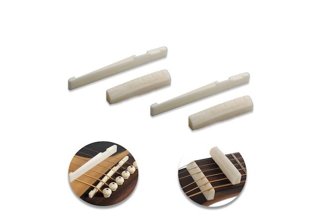 4pcs Guitar Nut Bone Bridge Saddle 6 String Acoustic Guitar Musical Instruments