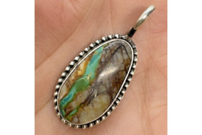 Navajo Natural Ribbon Turquoise Pendant Sterling Silver 7.2g by Anderson Largo