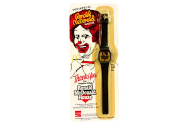 Vintage ©1984 Ronald McDonald House Digital Watch Black Wrist Band Coca-Cola NEW