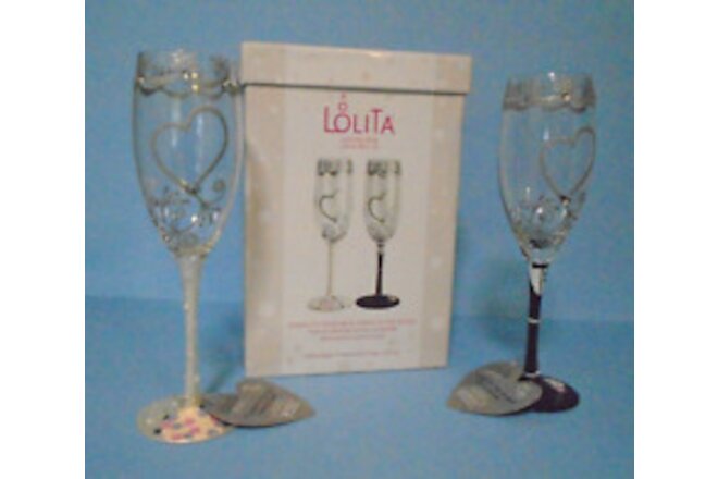Lolita Cheers To The Bride and Groom Wedding Toasting Champagne Flute Set BNIB