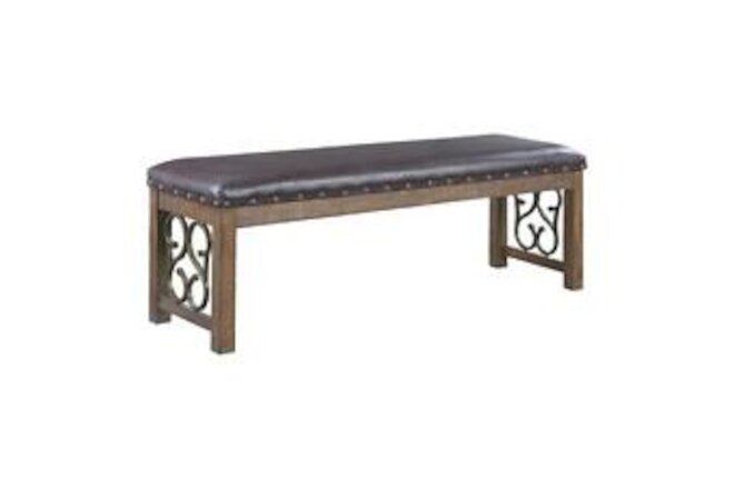 Pemberly Row Contemporary Bench in Black and Weathered Cherry