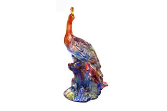 High Quality Chinese Crystal Glass Mix Color Peacock Statue WK2197