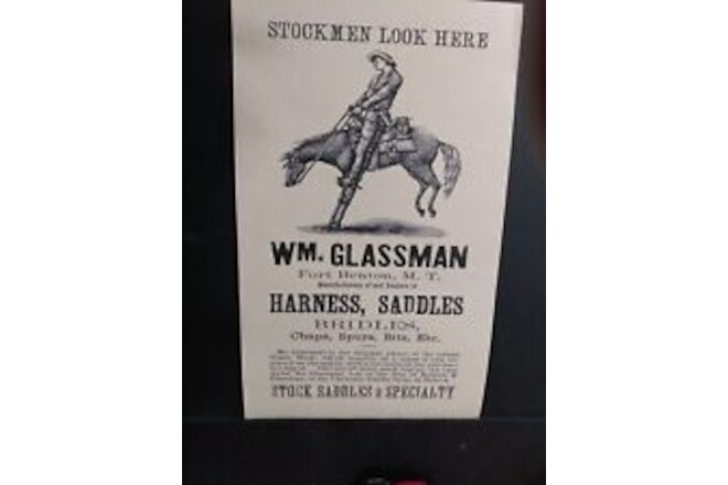 FORT BENTON MONTANA TERRITORY ADVERTISING 1880s Harness Shop Saddles Western