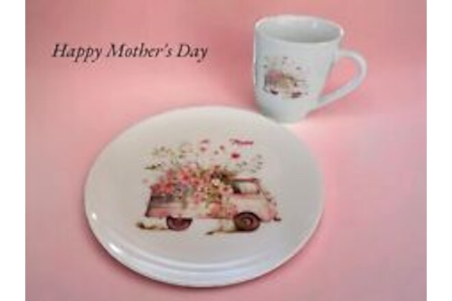 Hand Decorated Mother's Day Plate and Mug
