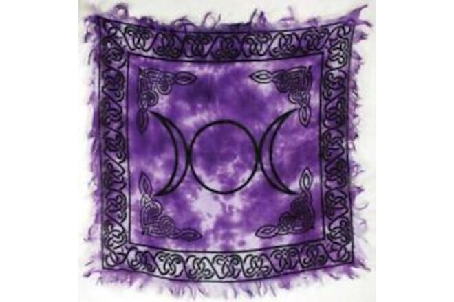 Triple Moon Altar Cloth Celtic Purple Tie Dye Scarf Tarot 18"x18" FREE SHIPPING