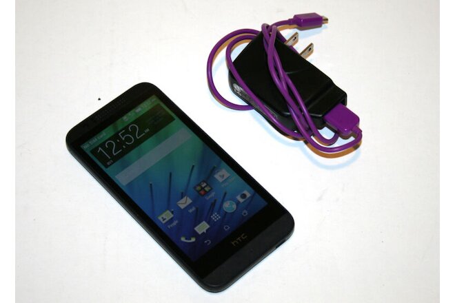 HTC Desire 510 Cricket Locked Black Smartphone with AC Power Supply Adapter-Used