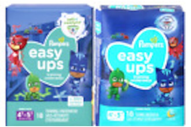 PAMPERS EASY UPS TRAINING UNDERWEAR 4T-5T, 37+ Lb Jumbo Pack 18 Count - Lot of 2