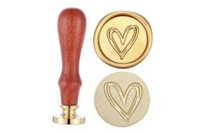 Wax Seal Stamp,  Vintage Brass Head Wooden Handle Sealing Stamp for Heart