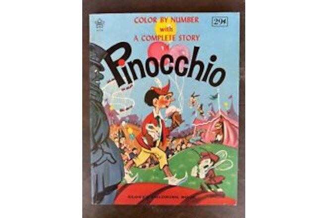 Vintage Color By Number with Complete Story of Pinocchio Coloring Book