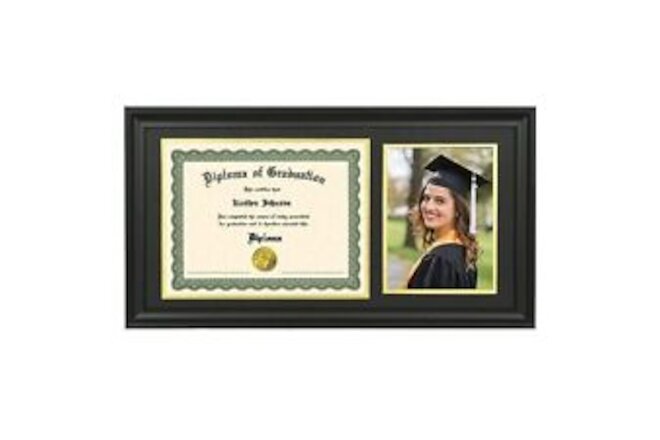 Diploma Frame with Picture Solid Wood,Displays 8.5x11 Document/Certificate & ...