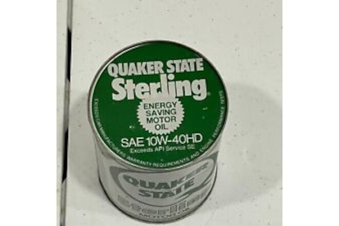 Still Sealed Full vintage Quaker State Sterling Motor Oil 1 Quart Can Metal