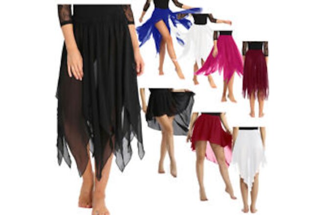 US Women's Asymmetric Skirt Hight Low Long Belly Dance Dress Halloween Costume